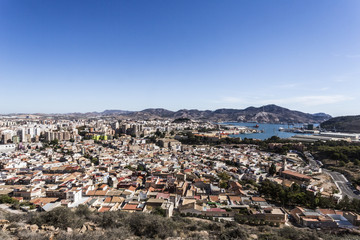 View of a millenary city. Cartagena, Costa Cálida, Región de Murcia, Spain, Europe.