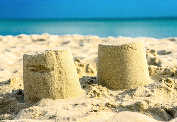 Fototapeta na wymiar Sand Castle -Sand beach in Menorca, Spain
