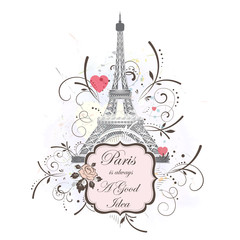 Fototapeta na wymiar Eiffel tower, romantic background