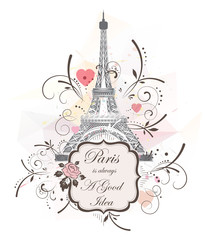 Fototapeta na wymiar Eiffel tower, romantic background