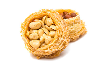baklava with walnuts isolated