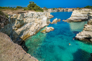 Stacks on the coast of Salento in Italy