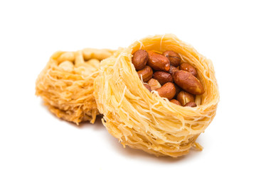 baklava with walnuts isolated
