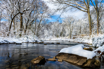 Obraz premium Rock with Snow in Richland Creek