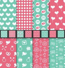 Materiał do szycia Set seamless Valentine Day textile patterns