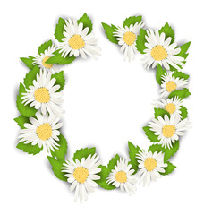 Round Frame Made in Chamomile Flowers