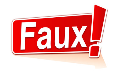 faux sur étiquette rouge