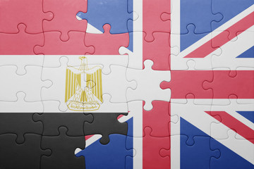 puzzle with the national flag of great britain and egypt