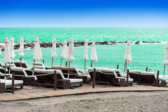 benches at luxury hotel
