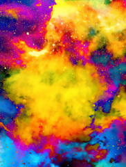 Nebula, Cosmic space and stars,  color background. fractal effect. Painting effect. Elements of this image furnished by NASA.
