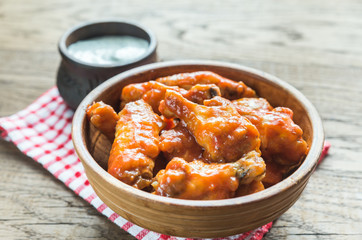 Bowl of buffalo chicken wings