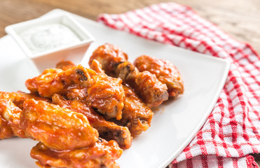 Portion of buffalo chicken wings