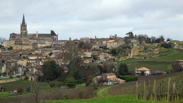 Village of Saint-Emilion in winter-Bordeaux Vineyard-France
