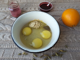 Hibiscus orange cake cooking