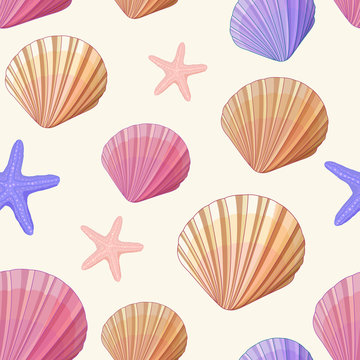 Seamless pattern background of shells. Can be used in different ways. Vector.