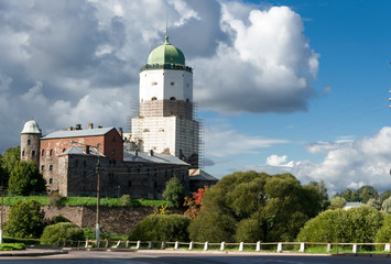 Fototapeta na wymiar the medieval castle of Vyborg,Russia