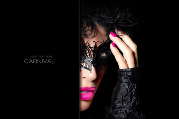 High Fashion Model in Creative Masquerade Eye Makeup - obrazy, fototapety, plakaty