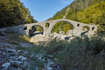 Fototapeta na wymiar Amazing view of Devil's Bridge and Arda river, Kardzhali Region, Bulgaria
