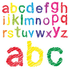 Vector conceptual sketch colorful child font collection