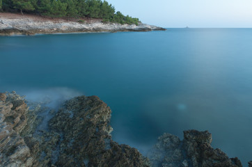 Reserve Kamenjak rocky coast after sea sunset