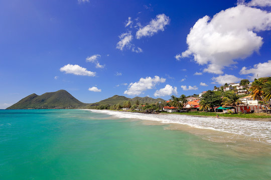 Amazing Le Diamant sandy Beach. Beautiful Beach Scene in Martinique, a French in Caribbe 
