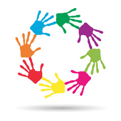 Obraz premium Conceptual children painted hand print isolated