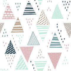 Seamless pattern with decorative hand-drawn triangles.