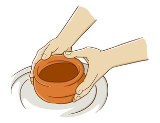 Hand Making Pottery From Clay - 101763535