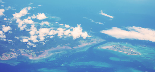 Fototapeta na wymiar Aerial view of many islands