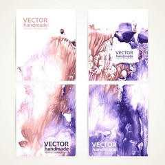Abstract watercolor monotypy texture banners set