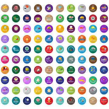 Restaurant Flat Icons Set - Isolated: Vector Illustration, Graphic Design. Collection Of Colorful Icons. For Web, Websites, Print, Presentation Templates, Mobile Applications And Promotional Materials