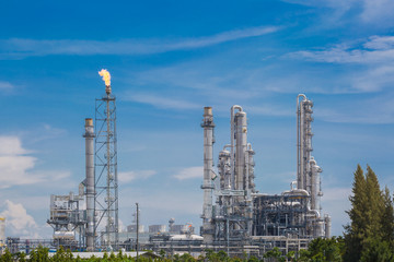 Landscape view of oil refinery plant