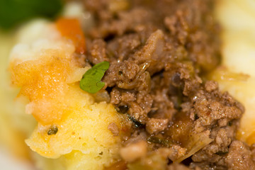 Wild boar pie parmentier. A classic French dish of wild boar topped with mashed potato
