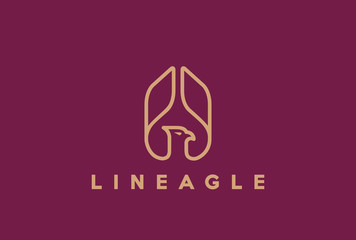 Eagle Logo design Linear icon. Falcon outline jewelry fashion