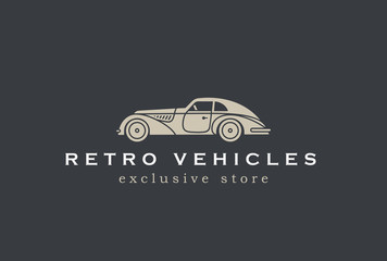 Retro Car abstract Logo design. Vintage Vehicle Logotype icon