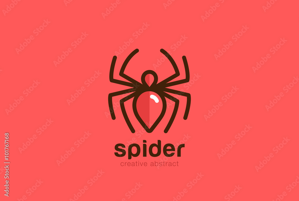 Wall mural spider logo design linear style. insect icon virus spy logotype