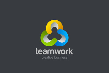 Teamwork Social network Logo design vector team work