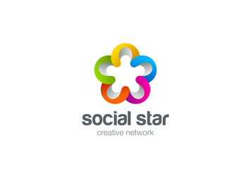 Social star Logo design vector. Teamwork web Friendship
