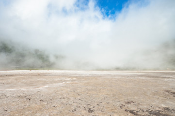 The cloud came down into the crater of Tecapa volcano, near the town of Alegria in El Salvador