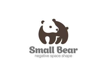 Bear Logo design vector negative space. Logotype silhouette icon