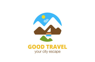 Nature Landscape Travel Logo design vector. Flat style app icon