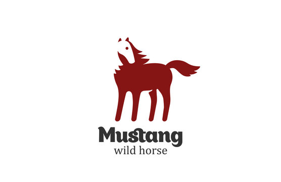 Horse Logo design vector template negative space style