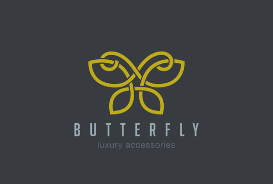 Butterfly Jewelry Logo design vector linear Luxury accessories