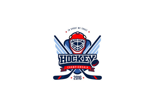 Hockey Badge Logo Design. Graphics Sport Team Identity Label