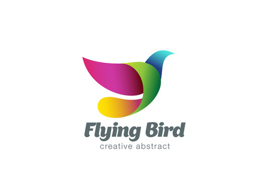 Flying Bird Abstract Logo Design Vector. Colorful Dove Icon