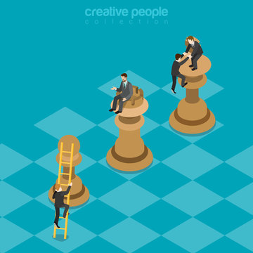 Win-win game strategy chess business flat 3d vector isometric