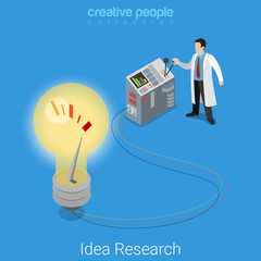 Idea research business startup lab flat isometric medical vector