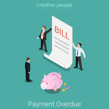 Payment overdue budget money bill business flat vector isometric