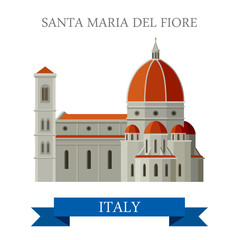 Santa Maria del Fiore Florence Italy flat vector attraction