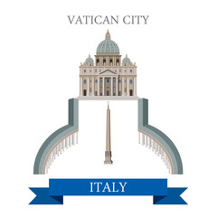 Obraz premium Vatican City Piazza San Pietro Square Rome Italy flat vector